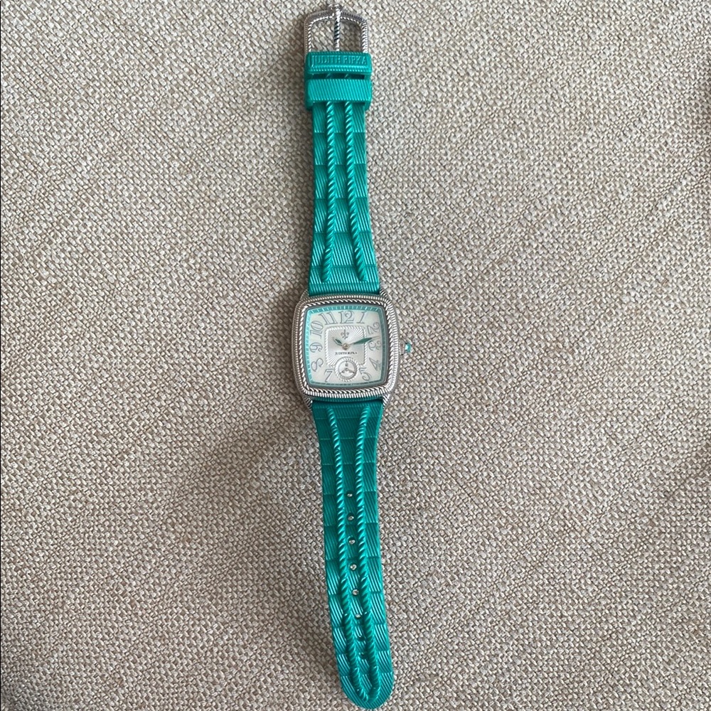 Judith Ripka Green Watch with Silver Accents